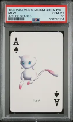 1998 POKEMON STADIUM GREEN VERSION PLAYING CARDS ACE OF SPADES MEW PSA 10 - Image 1