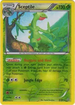 Sceptile 8/160 Rare Primal Clash Pokemon Reverse Holo DAMAGED - Image 1