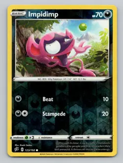 Impidimp 123/192 Common Rebel Clash Pokemon Reverse Holo Near Mint - Image 1