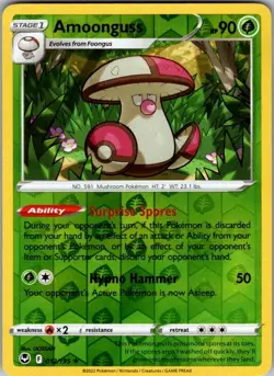 Amoonguss 012/195 Rare Silver Tempest Pokemon Reverse Holo Lightly Played - Image 1