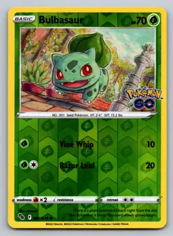 Bulbasaur Reverse Holo Common Pokemon GO 001/078 NM - Image 1