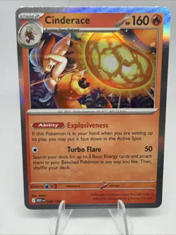 Cinderace 028/132 - Holo Rare - Pokemon TCG: Mega Evolution - Unplayed NEW NM!! - Image 1