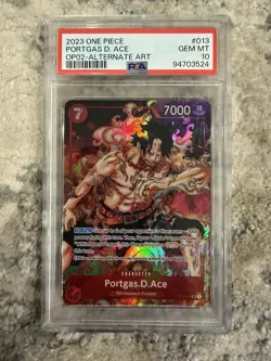 2023 ONE PIECE OP02 #013 PARAMOUNT WAR PORTGAS D ACE ALT ART PSA 10 GEM MINT - Image 1