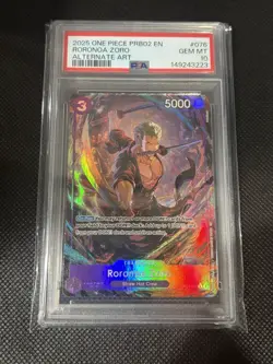 2025 One Piece Prb02 #076 Roronoa Zoro Alternate Art PSA10 - Image 1