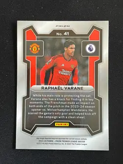 Raphael Varane 2023-24 Panini Prizm Premier League Silver Prizm #41 - Image 2