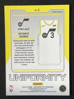 Keyonte George 2023-24 Panini Contenders Optic Uniformity Silver RC #3 - Image 2