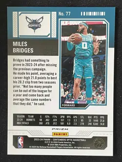 Miles Brides 2023-24 Panini Contenders Optic Season Ticket Silver #77 - Image 2