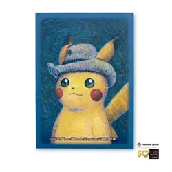 Pokemon Center × Van Gogh Museum Pikachu Felt Grey Hat Card Sleeves (1 Sleeve) - Image 1