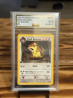 2000 Pokemon Team Rocket 1st Edition Dark Raticate 51/82 AGS 9.5 Gem Mint - Image 1
