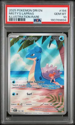2025 POKEMON DRI EN-DESTINED RIVALS ILLUSTRATION RARE #194 MISTY'S LAPRAS PSA 10 - Image 1