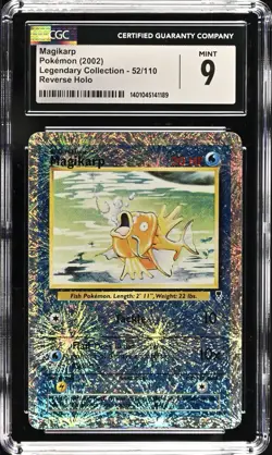 CGC 9 MAGIKARP #52 REVERSE HOLO FOIL 2002 POKEMON LEGENDARY COLL PSA - Image 1