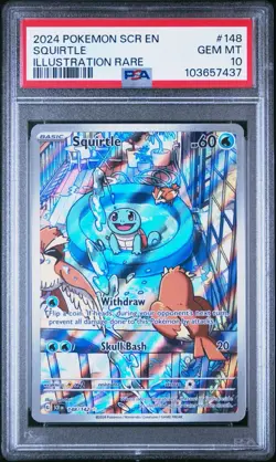 2024 POKEMON SCR EN-STELLAR CROWN ILLUSTRATION RARE #148 SQUIRTLE PSA 10 - Image 1