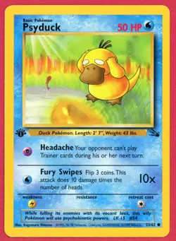 Psyduck 53/62 Fossil 1st Edition Common English 1999 WOTC - LP - Image 1