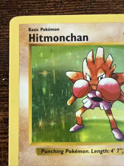 Pokemon TCG Hitmonchan 7/102 Unlimited Holo Rare Base Set Dark print variant - Image 5