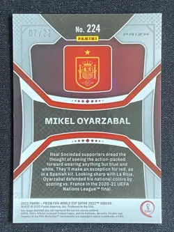 Mikel Oyarzabal 2022 Panini Prizm FIFA World Cup Qatar Prizms Maroon /22 #224 - Image 2