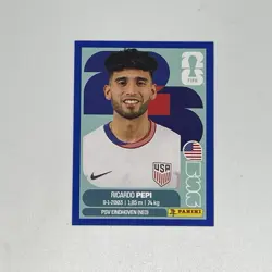 2026 Panini FIFA World Cup Sticker Ricardo Pepi Blue Border Parallel USA - Image 1