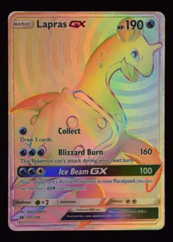 Lapras GX Rainbow Rare - 151/149 - Sun & Moon - Pokemon Card - Image 1