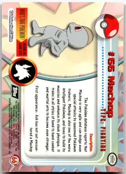 Machop #66 Holo Topps Chrome Trading Cards Series 1 Pokemon Near Mint - Image 2