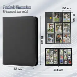 9 Pocket Trading Card Binder Zip Album 540 Card Holder MTG Pokemon Black 313108589552 - Image 2