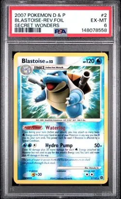 PSA 6 - 2007 Pokemon Secret Wonders Blastoise #2 - Reverse Holo - Image 1