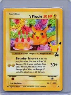_____'s Pikachu 24 Celebrations: Classic Collection Pokemon Holo NM - Image 1