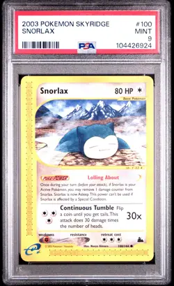 2003 Snorlax 100/144 Skyridge e-Series WOTC Vintage English Pokemon PSA 9 - Image 1
