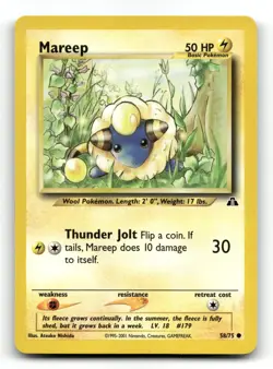 Mareep 58/75 Common Neo Discovery Pokemon Unlimited LP - Image 1
