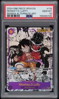 2024 ONE PIECE OP09-EMPERORS IN THE NEW WORLD #119 MONKEY D. LUFFY PSA 10 - Image 1