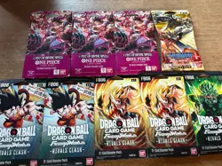 Lot Of 9 Booster Packs 3X One Piece - A Fist of Divine Speed 5X Dragon Ball - Image 1