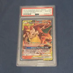 Pokemon PSA 10 GEM Charizard & Braixen GX 22/236 Cosmic Eclipse Holo 2019 S#5942 - Image 1