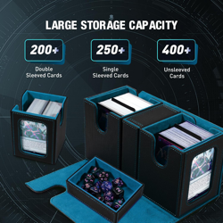 MTG Deck Box, Commander Deck Case Fits 200+ Double-Sleeved Cards, Magnetic Leath - Image 3