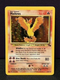 Pokemon TCG Moltres Fossil Holo Rare Card 12/62 NM Unlimited - Image 1