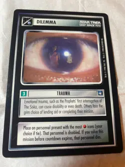 Star Trek CCG 1E DS9 TRAUMA Rare Card (MP) - Image 1