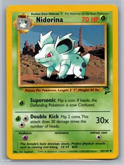 Nidorina Base Set 2 #053/130 Uncommon Pokemon Card - Image 1