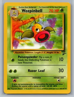 Weepinbell Base Set 2 #064/130 Uncommon Pokemon Card - Image 1