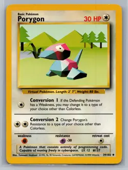 Porygon Base Set #039/102 Uncommon Pokemon Card - Image 1