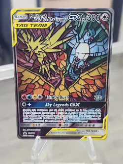 Moltres Zapdos Articuno GX SM210 Stained Glass Promo Tag Team Pokemon TCG - Image 1
