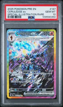 2025 POKEMON PRE EN-PRISMATIC EVOLUTIONS #147 CERULEDGE EX PSA 10 - Image 1