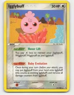 2006 Pokemon, Crystal Guardians, #21/100 Igglybuff, Rare (c) - Image 1