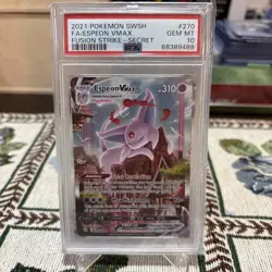 2021 POKEMON SWSH FUSION STRIKE #270/264 ESPEON VMAX SECRET ALT ART PSA 10 - Image 1