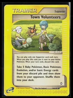 Town Volunteers 136/147 Uncommon Aquapolis WOTC Vintage Ereader Pokemon HP - Image 1