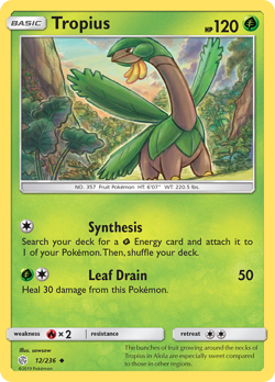 Tropius 12/236 Uncommon Cosmic Eclipse Pokemon Reverse Holo Near Mint - Image 2