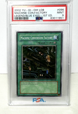 2002 YuGiOh MACHINE CONVERSION FACTORY 1st Ed. PSA 9 LOB-096 Legend of Blue-Eyes - Image 1