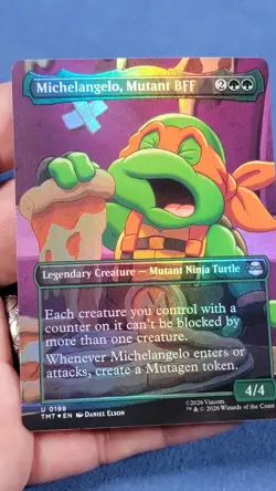 Michelangelo, Mutant BFF Foil (Borderless) TMNT TMT 198 Mtg NM 🔮 6* - Image 1
