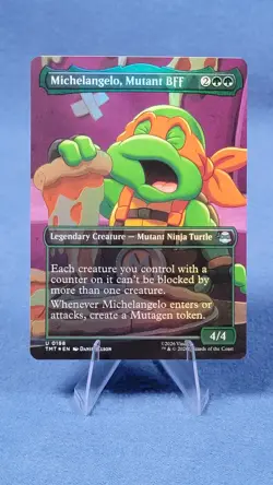 Michelangelo, Mutant BFF Foil (Borderless) TMNT TMT 198 Mtg NM 🔮 6* - Image 2