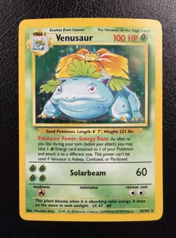 Venusaur 15/102 Holo Rare Base Set Unlimited Pokemon TCG MP/LP - Image 1