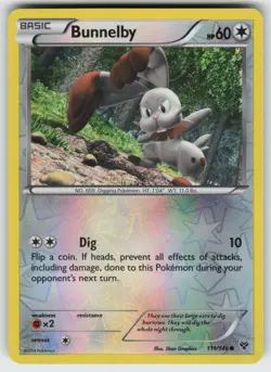 Bunnelby Reverse Holo Common XY Base Set 111/146 Pokemon - Image 1