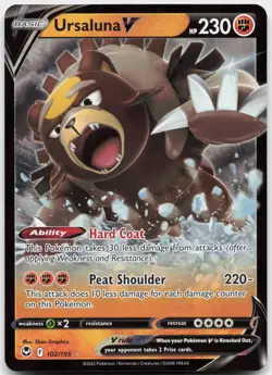 Ursaluna V 102/195 Holo V Rare Silver Tempest Pokemon Near Mint - Image 1