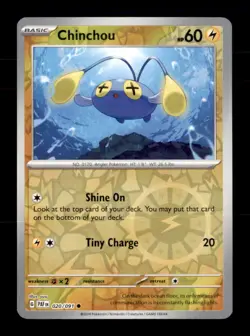 Chinchou 020/091 Common Paldean Fates Pokemon Reverse Holo Near Mint - Image 1