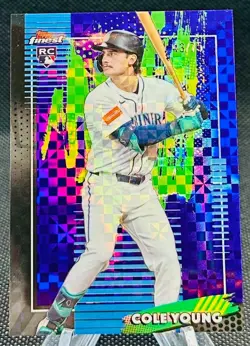 2026 Topps Finest Common Purple X-Fractor Refractor Cole Young M's Rc #'d 43/75 - Image 1